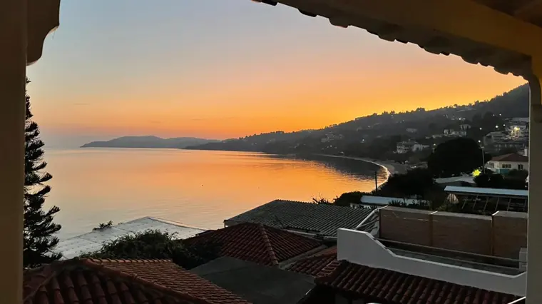 Megali Ammos beach and the sea from Kalithea House